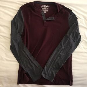 American Rag Maroon Henley Long Sleeve Tee